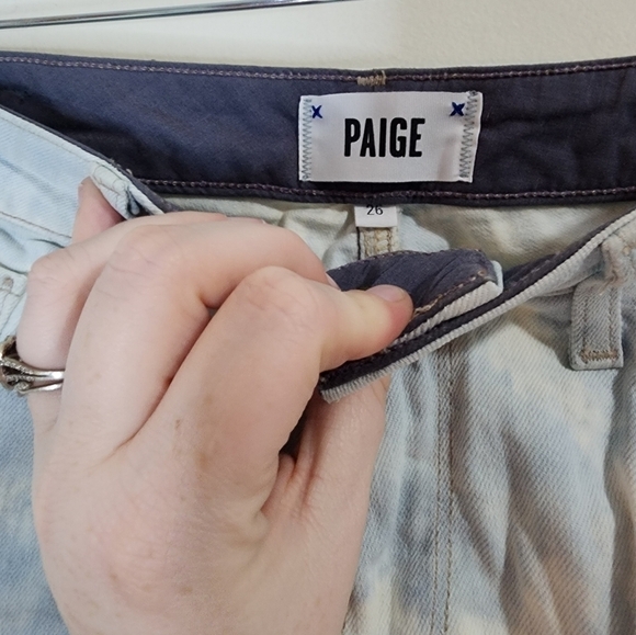 Paige‎ Hoxton Ankle Peg Step Hem Flaw Straight Leg Women 26 Tie Dye Splotch Jean - Picture 4 of 11